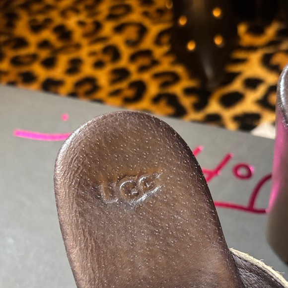 UGG Leopard Print Platform Mules Calf Hair - Picture 2 of 9